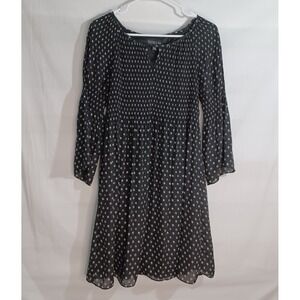 Women's Spense Black & White Poka Dot Sheer Outer w/Lining Dress Size 10 Petite
